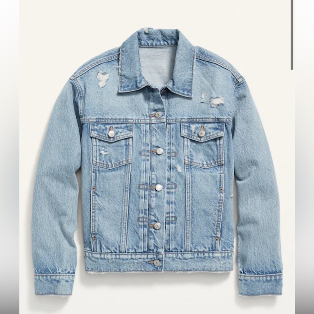 Distressed Classic Jean Jacket for Women